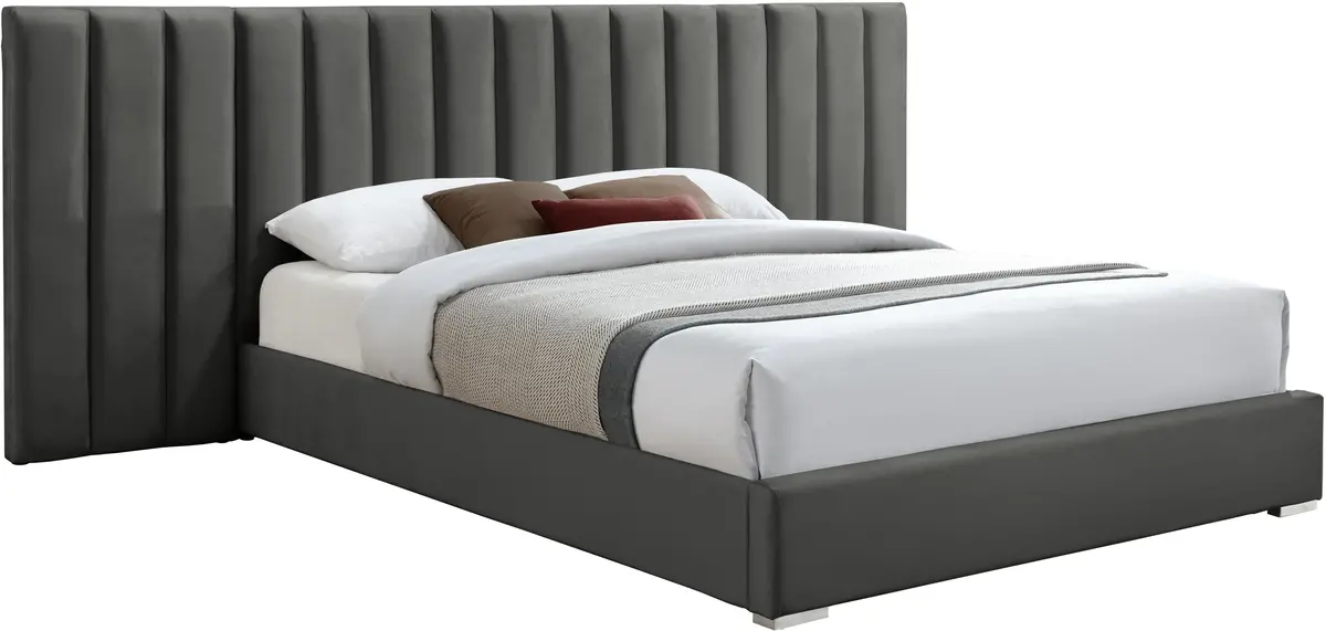 Pablo Grey Velvet King Bed 1