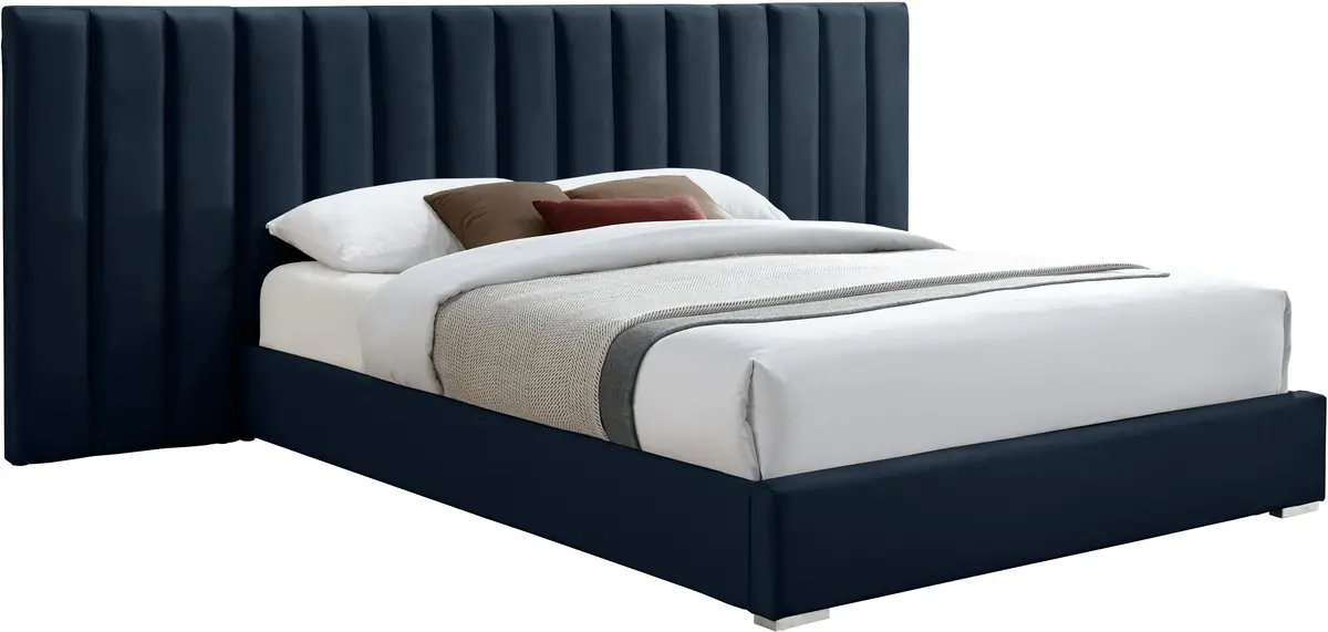 Pablo Navy Velvet King Bed 1