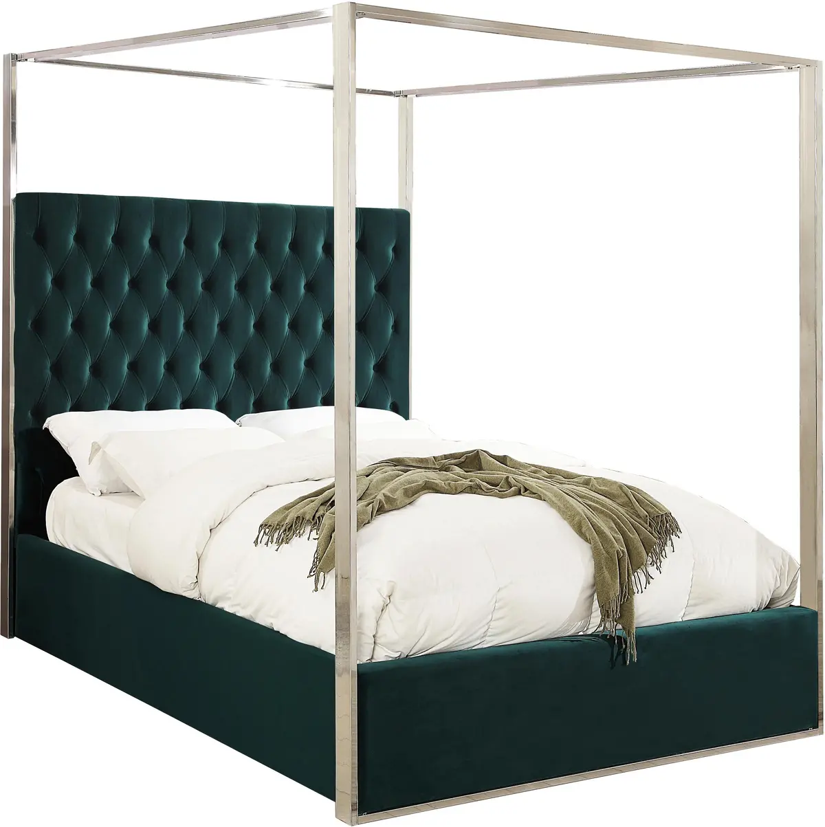 Porter Green Velvet King Bed 1
