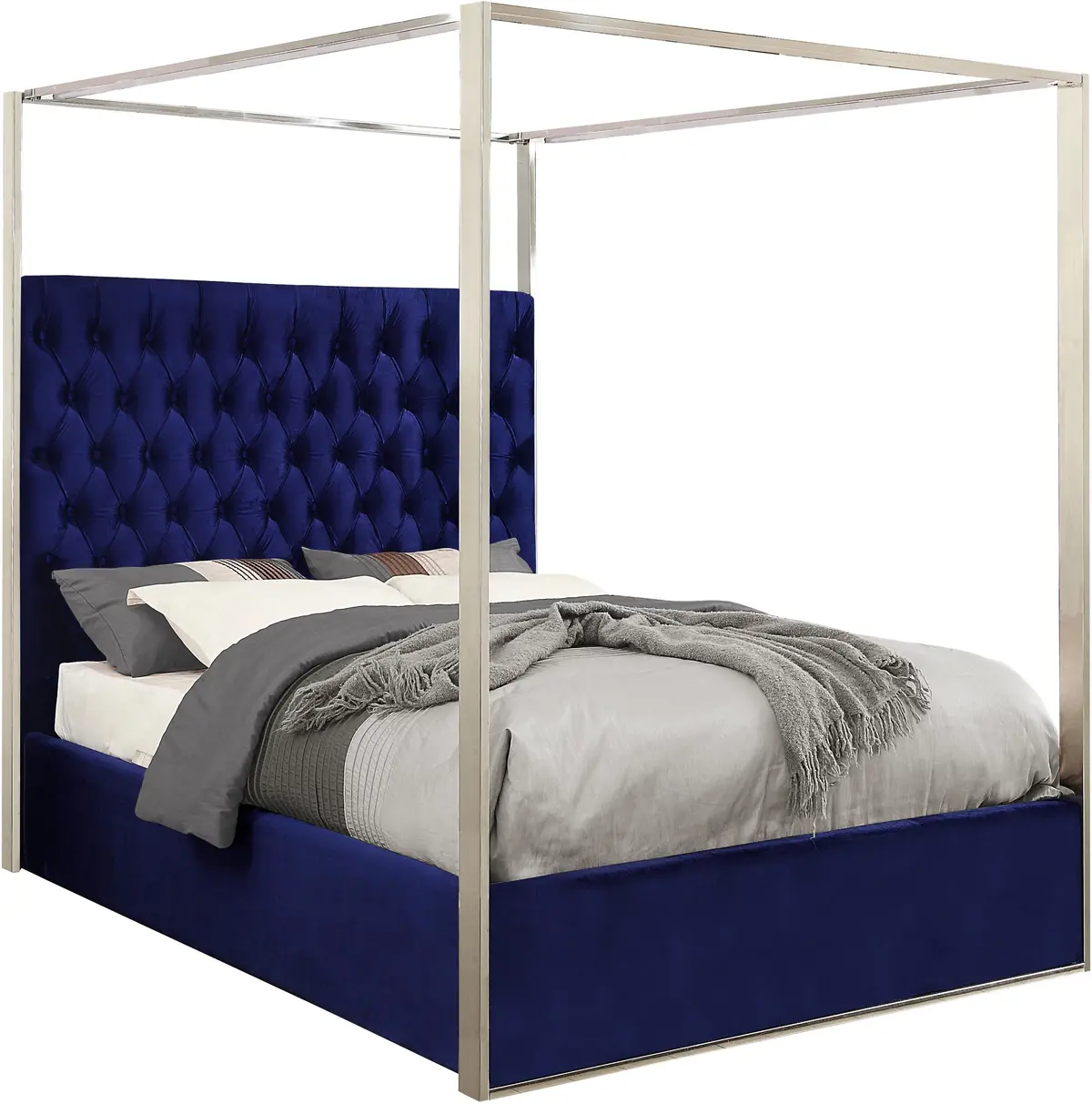Porter Navy Velvet Queen Bed 1