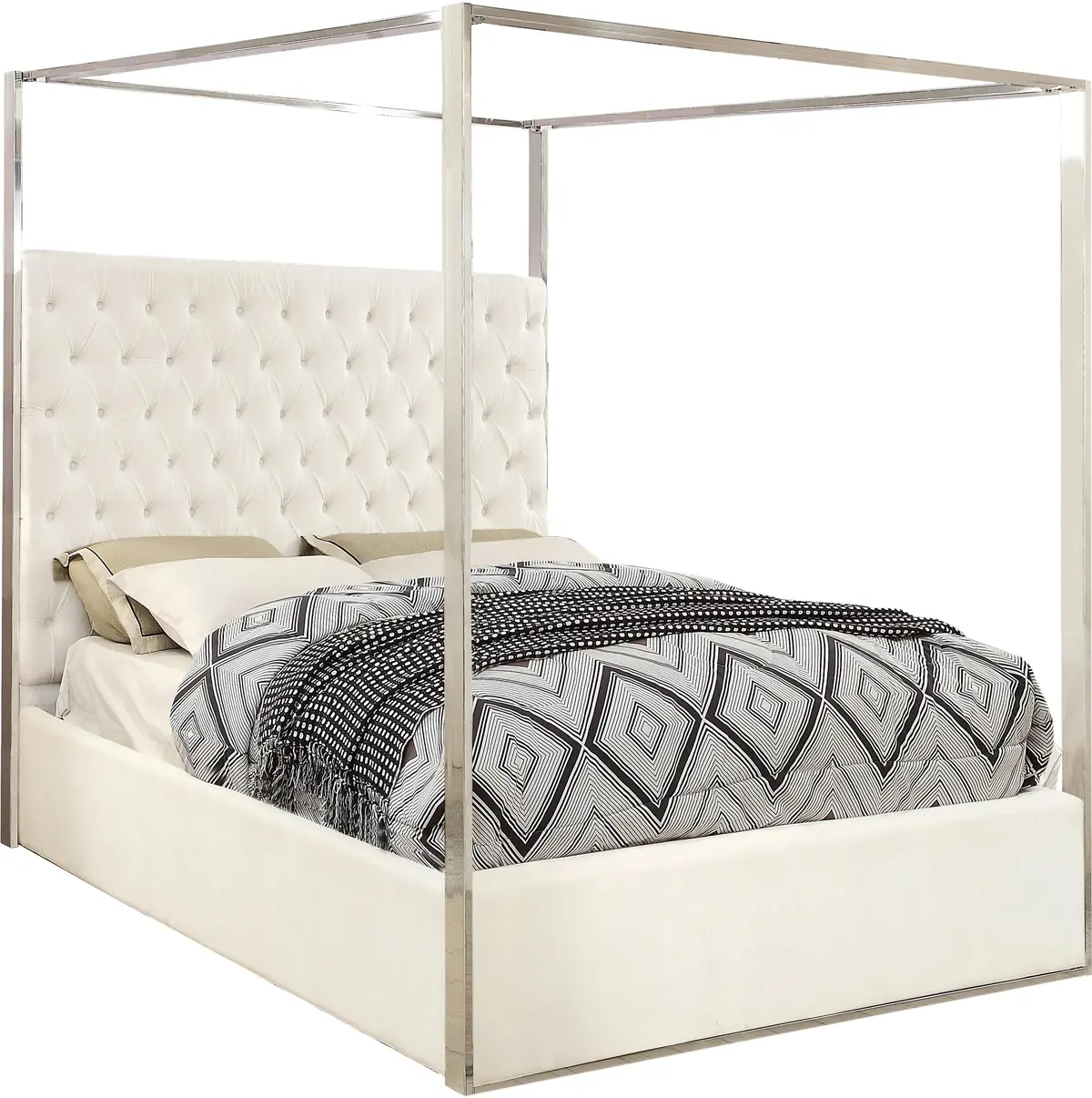 Porter White Velvet King Bed 1