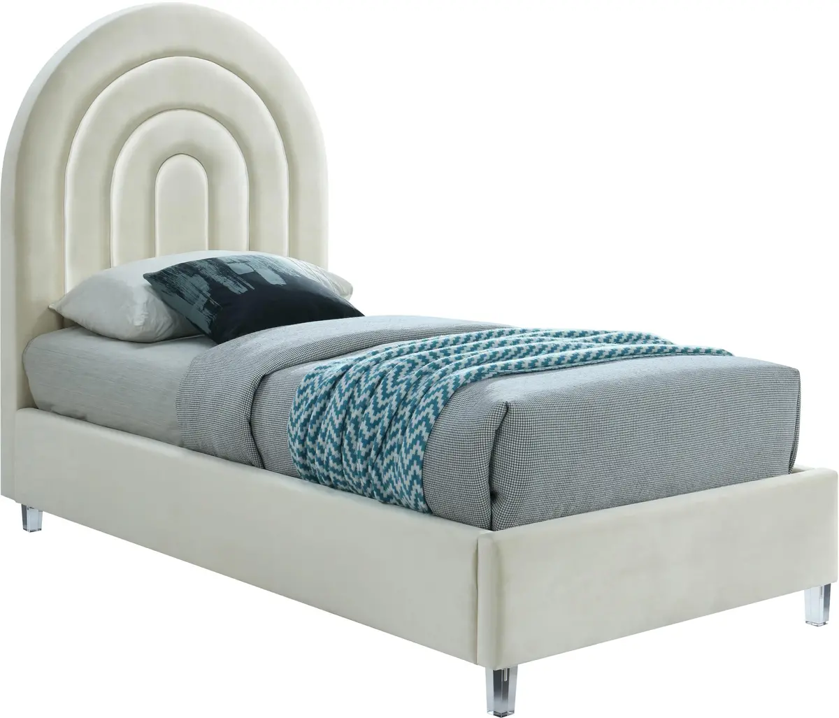 Rainbow Cream Velvet Twin Bed 1