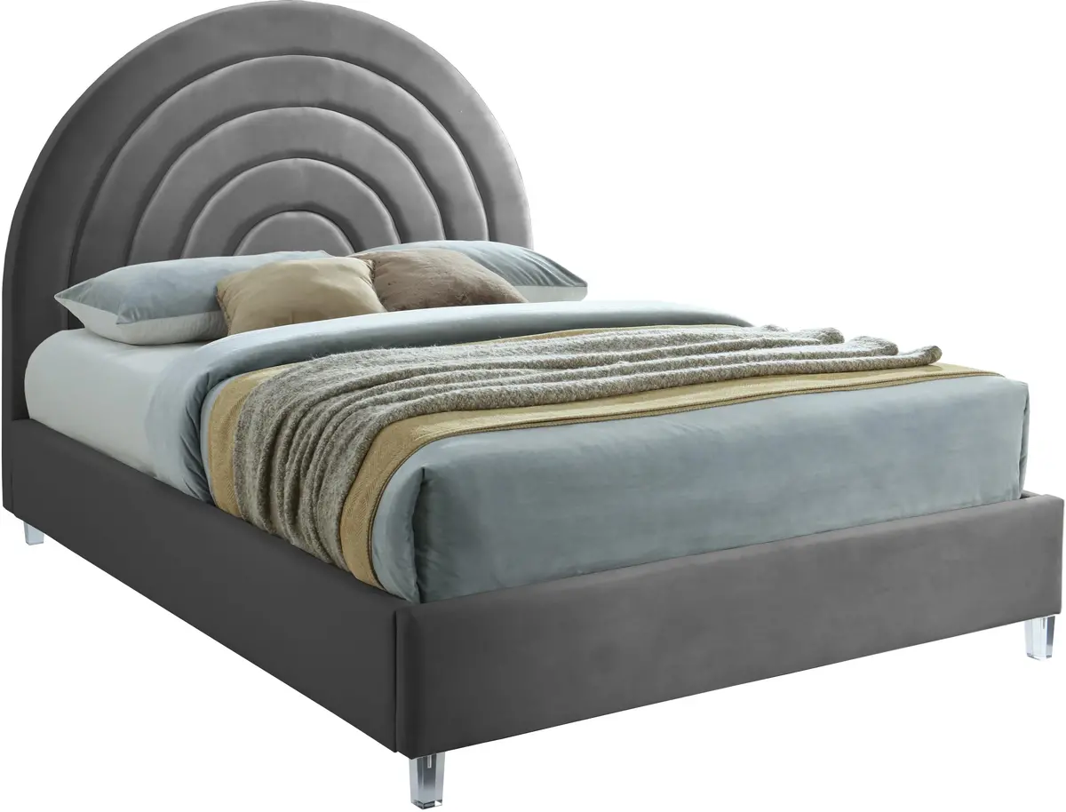Rainbow Grey Velvet Full Bed 1