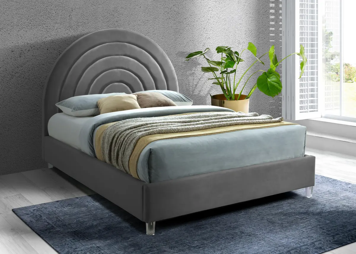 Rainbow Grey Velvet Full Bed 2