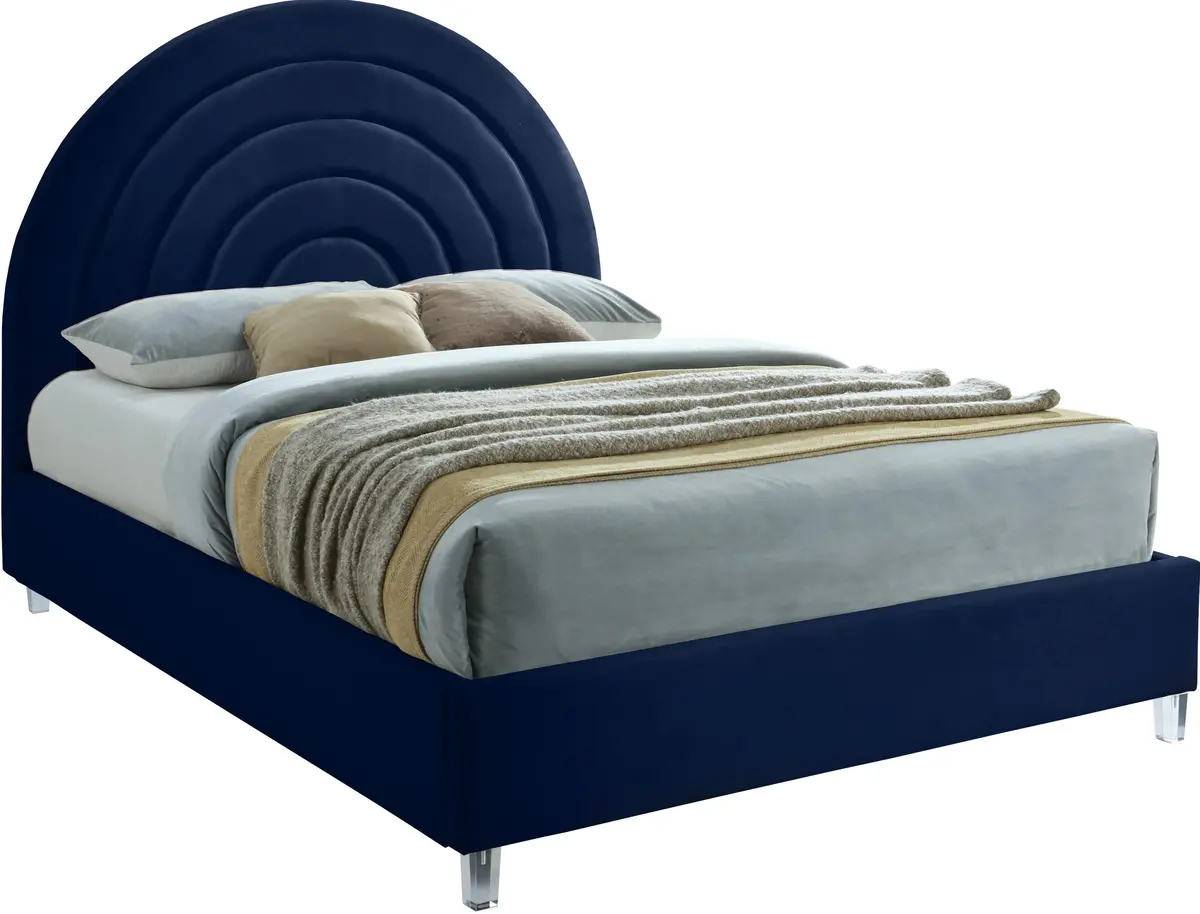 Rainbow Navy Velvet Full Bed 1