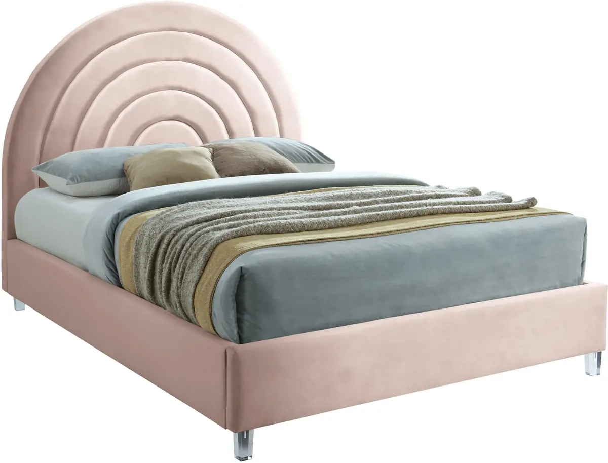 Rainbow Pink Velvet Full Bed 1