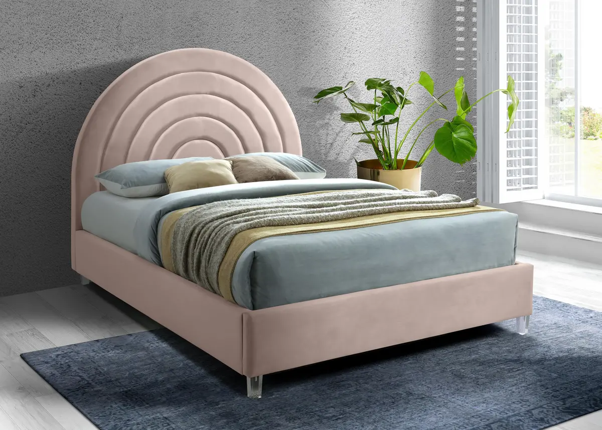 Rainbow Pink Velvet King Bed 2