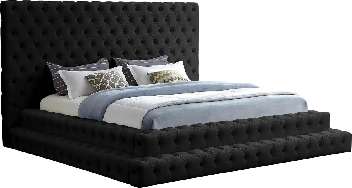 Revel Black Velvet King Bed (3 Boxes) 1