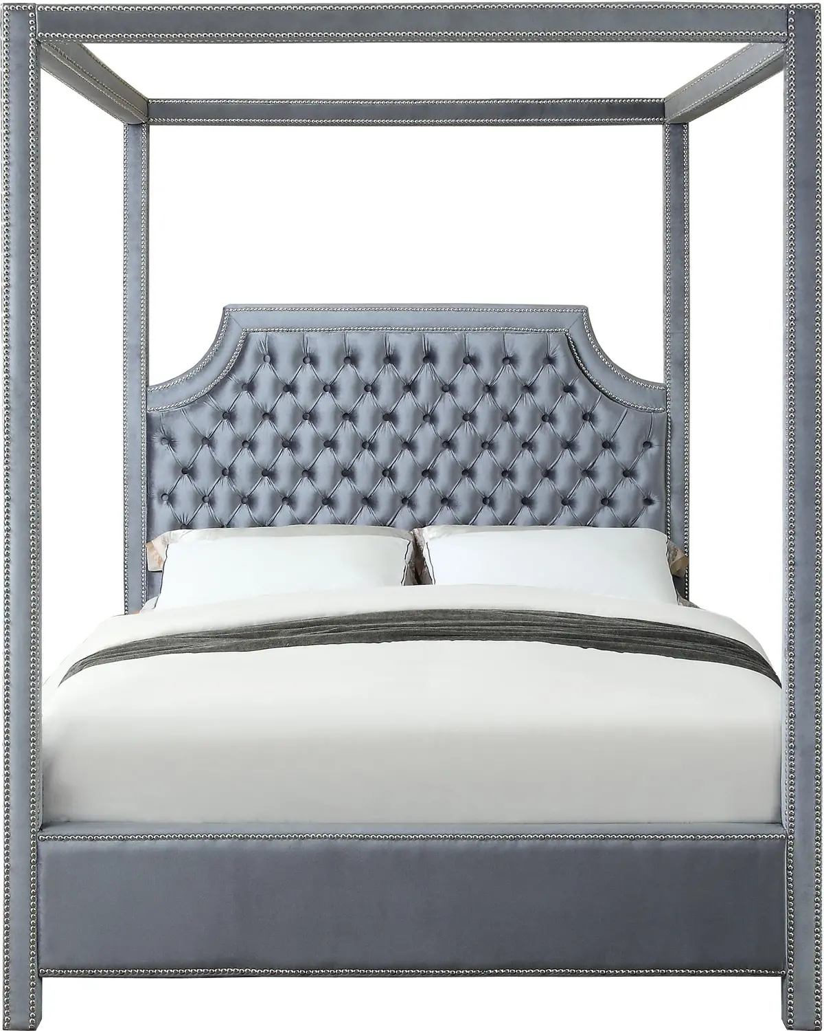 Rowan Grey Velvet Queen Bed (3 Boxes) 2