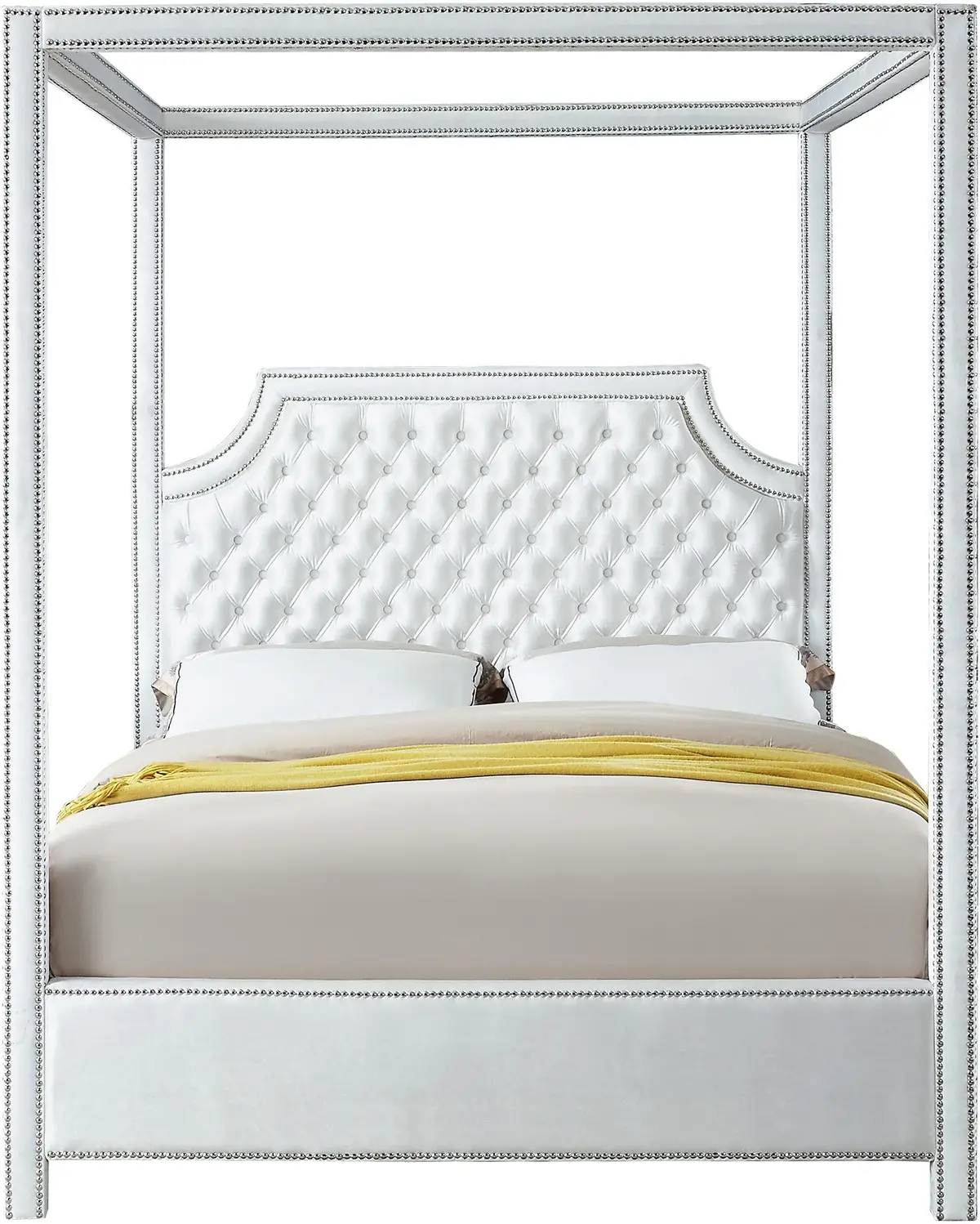 Rowan White Velvet King Bed (3 Boxes) 2