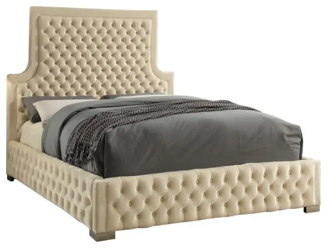Sedona Cream Velvet Queen Bed 1