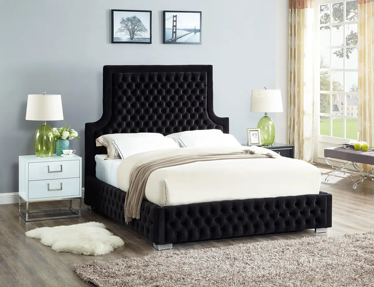 Sedona Black Velvet King Bed 2