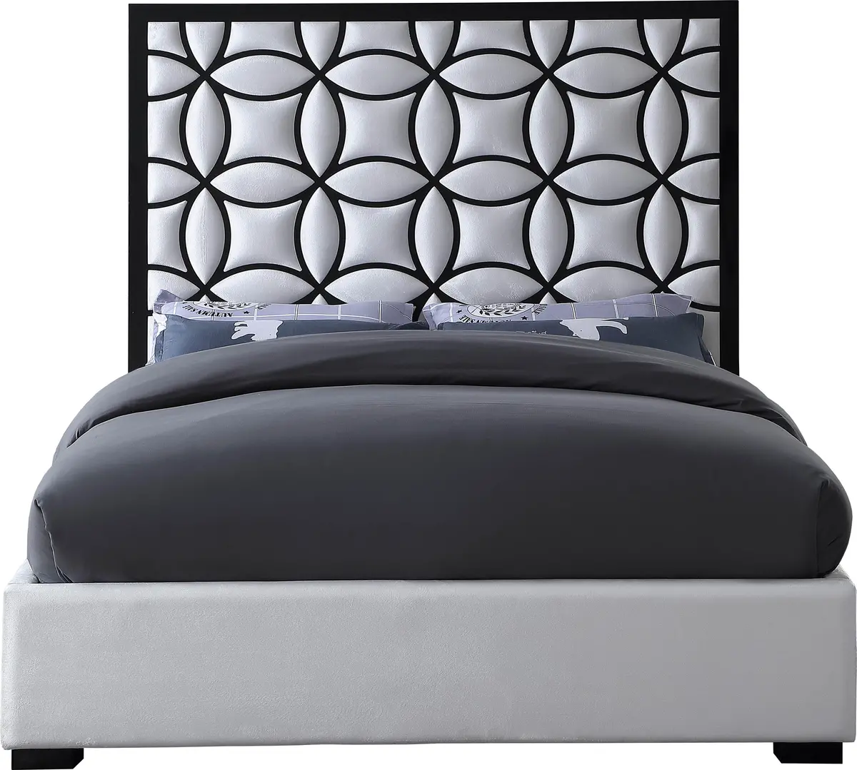 Taj White Velvet Queen Bed 2