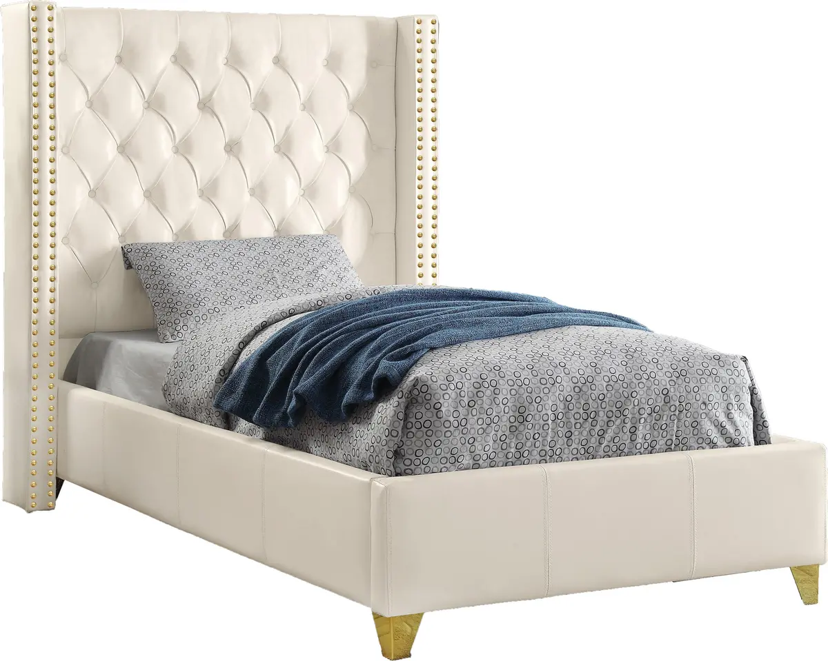 Soho White Bonded Leather Twin Bed 1