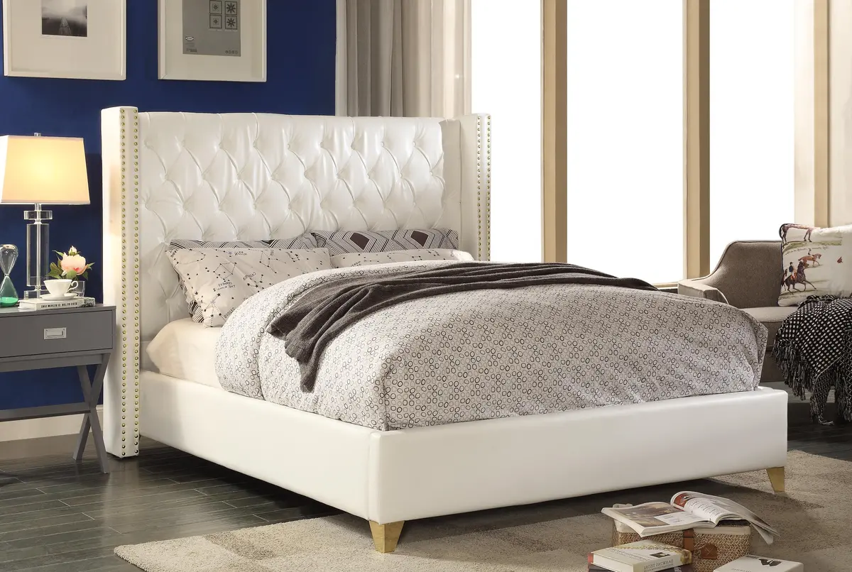 Soho White Bonded Leather Full Bed 2
