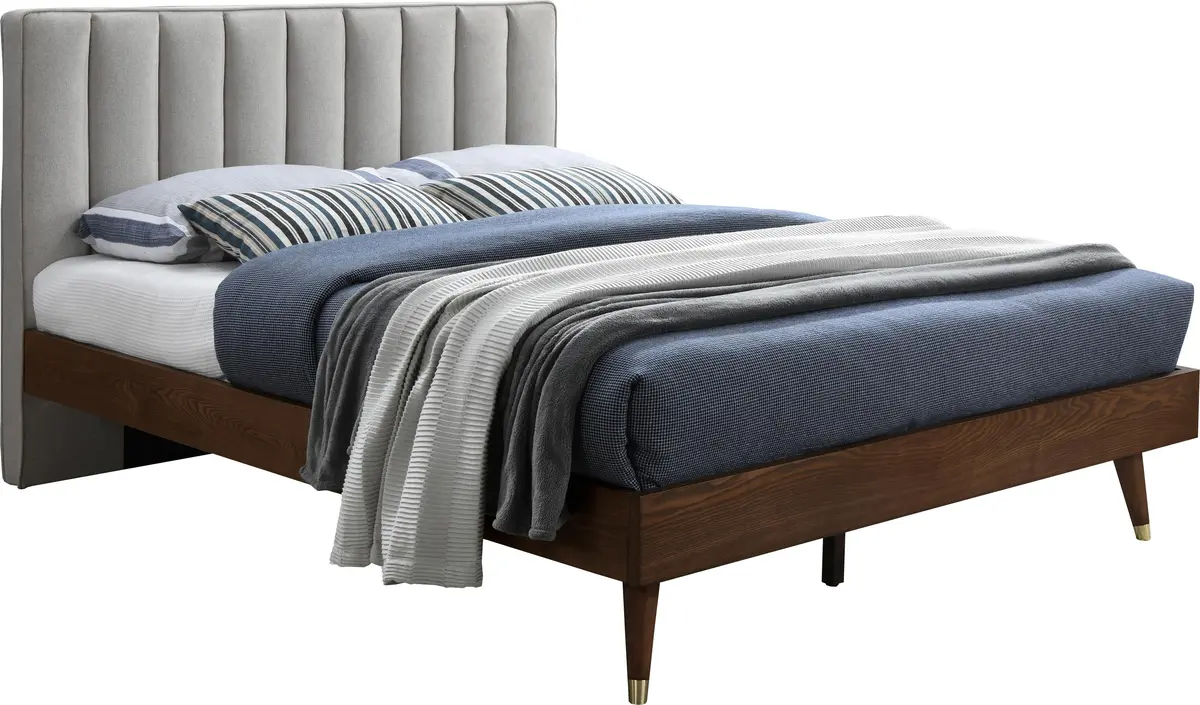 Vance Beige Linen Fabric King Bed (3 Boxes) 1