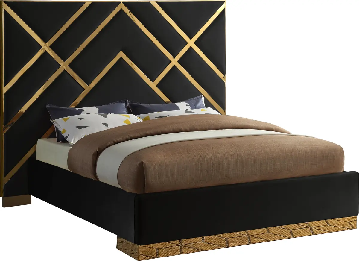 Vector Black Velvet Queen Bed 1