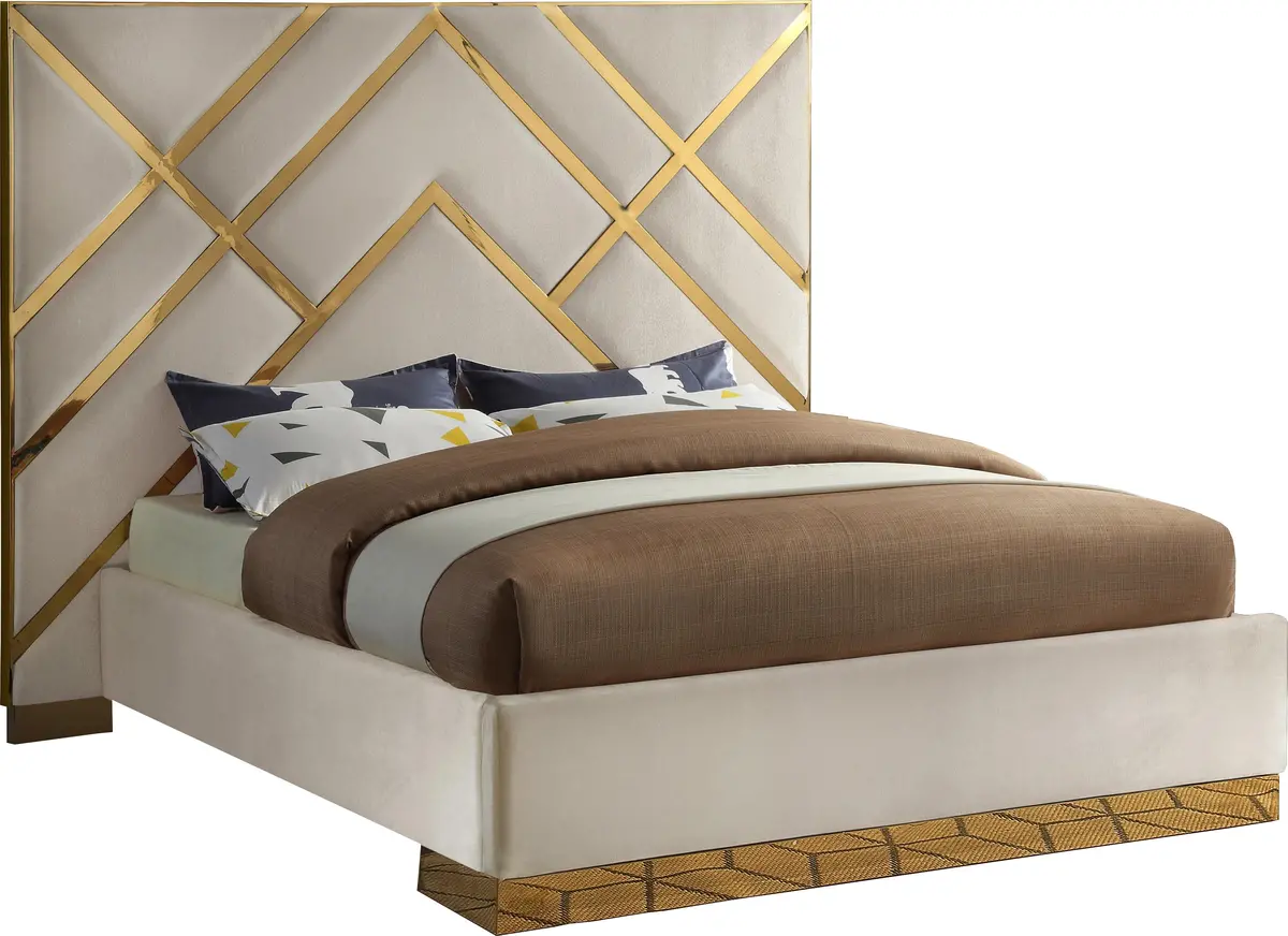 Vector Cream  Velvet King Bed 1