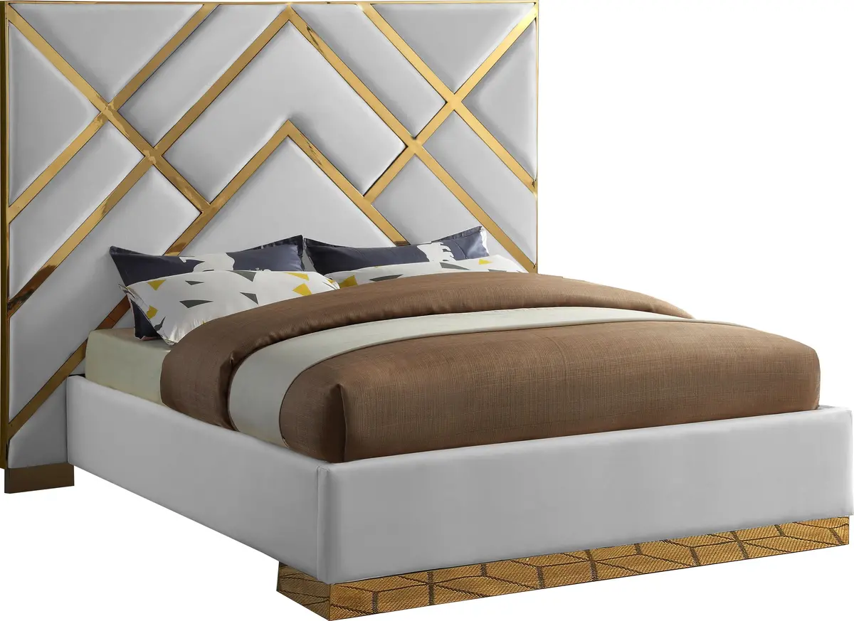 Vector White Faux Leather King Bed 1