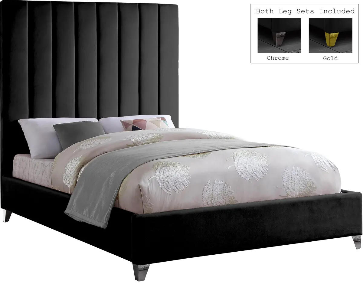 Via Black Velvet King Bed 2