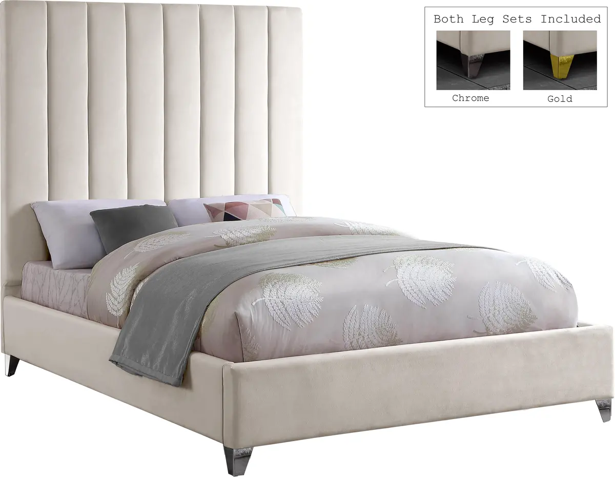 Via Cream Velvet Full Bed 2