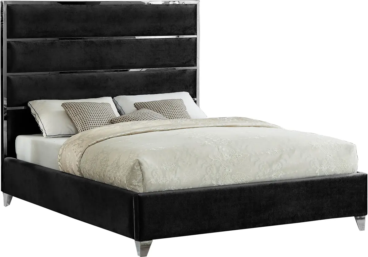 Zuma Black Velvet Full Bed 1