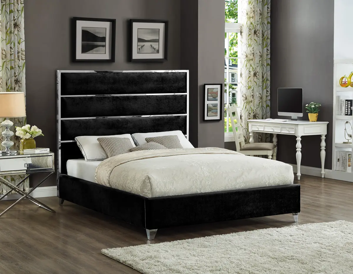 Zuma Black Velvet King Bed 2