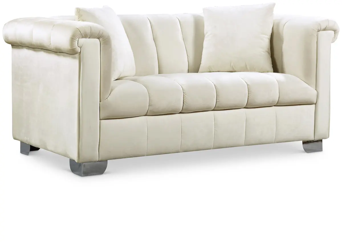 Kayla Cream Velvet Loveseat 1