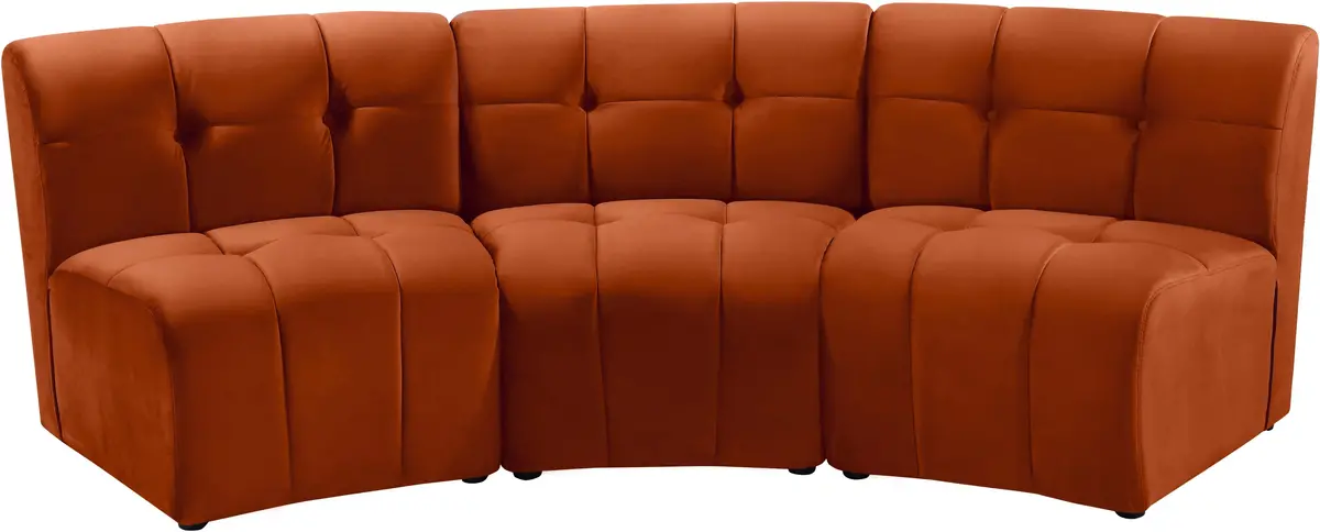 Limitless Cognac Velvet 3Pc. Modular Sectional 1