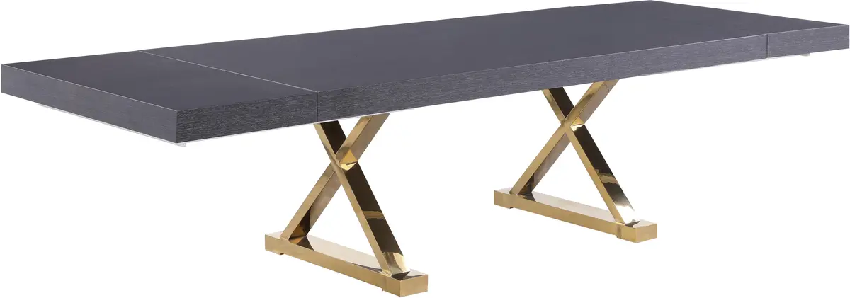 Excel Grey Oak Veneer Lacquer Extendable Dining Table (3 Boxes) 1