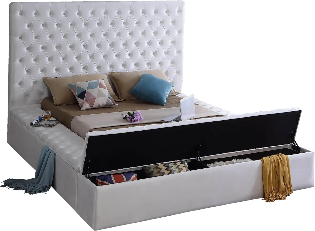 Bliss White Velvet Full Bed (3 Boxes) 2