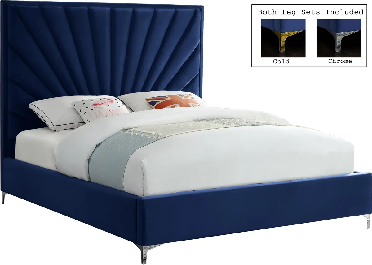 Eclipse Navy Velvet King Bed 2