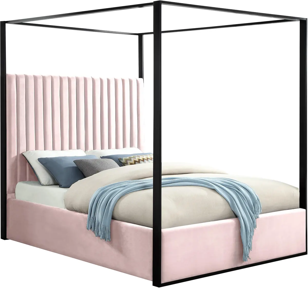 Jax Pink Velvet King Bed 1