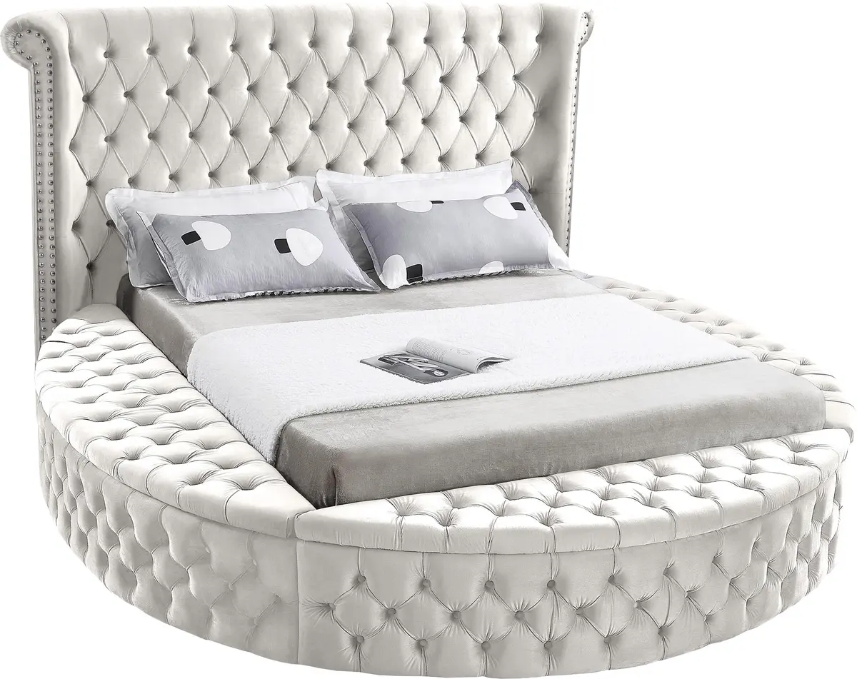 Luxus Cream Velvet Full Bed (3 Boxes) 1