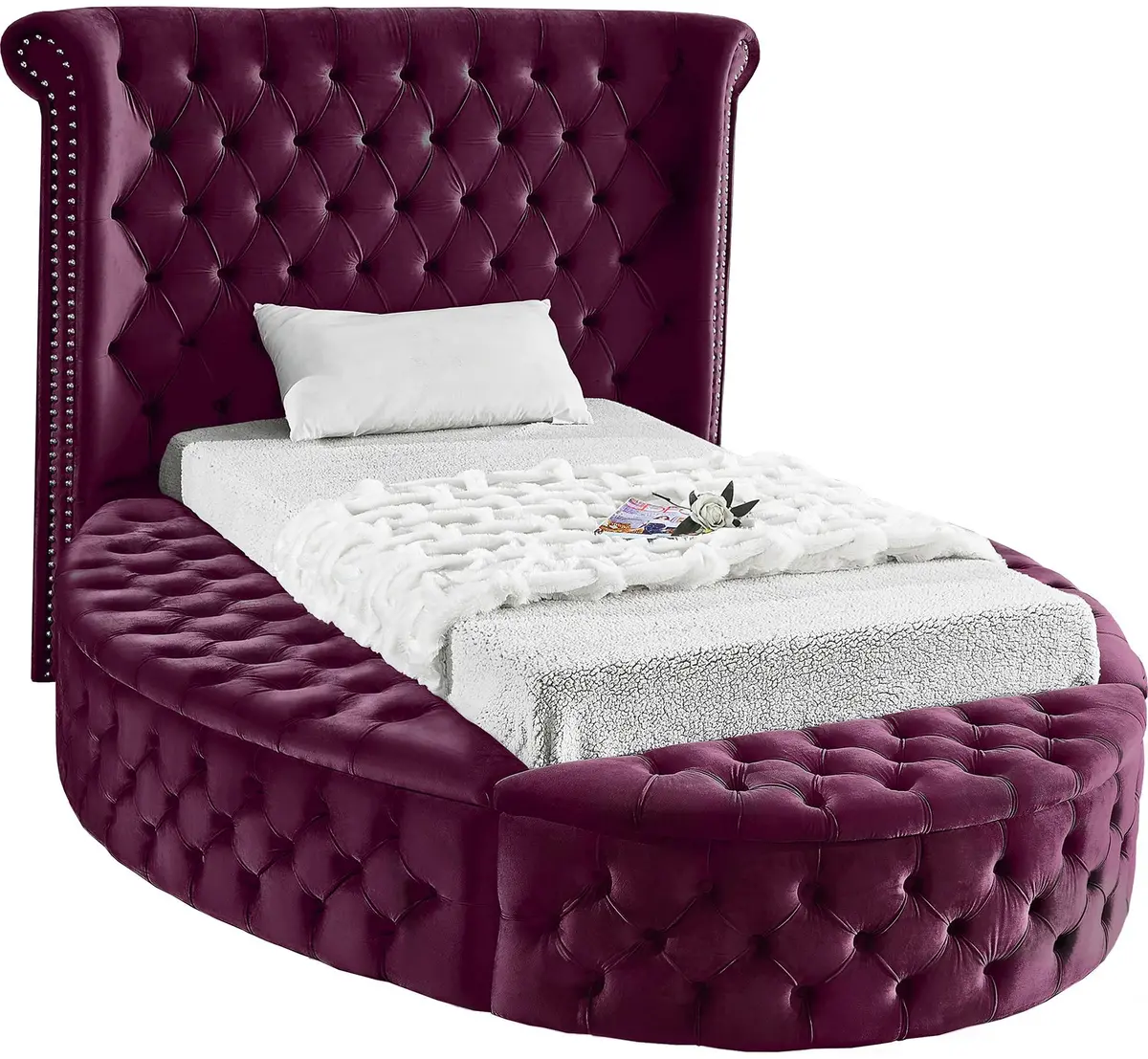 Luxus Purple Velvet Twin Bed 1