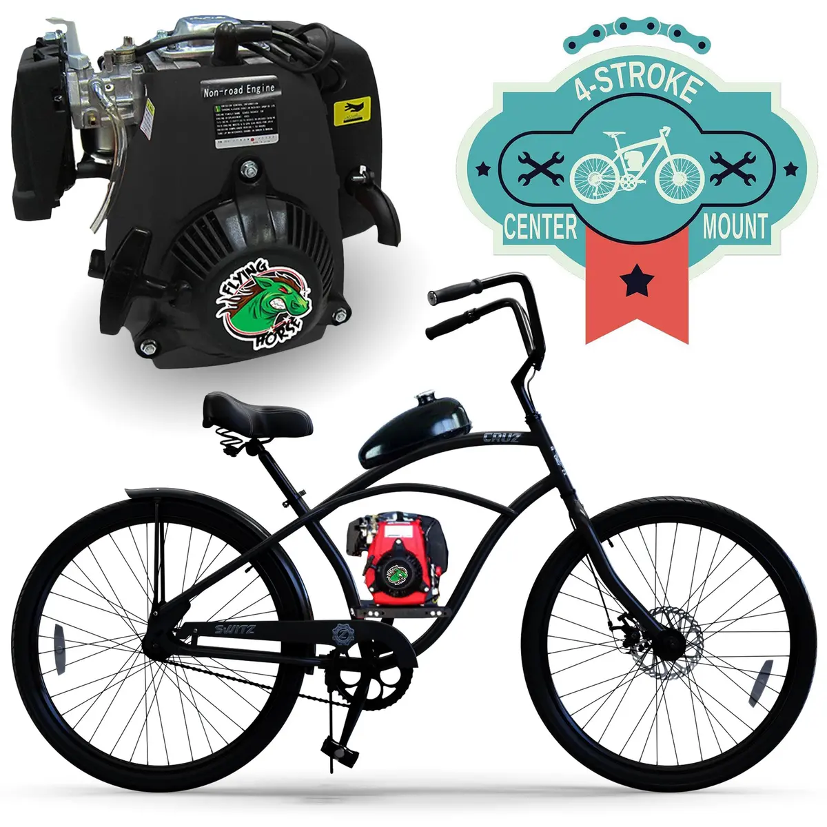 Switz Cruz + 4 Stroke Chain Drive Motorized Bike 1