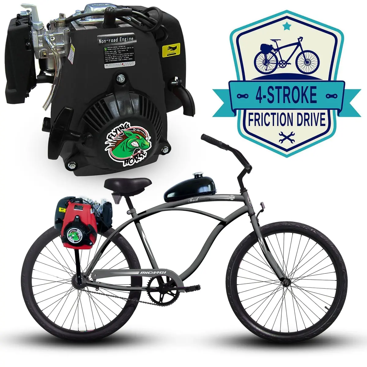 Tracer 26 Inch Men's Ace Beach Cruiser + 4 Stroke Friction Drive 5
