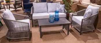 Bridges Beach Outdoor Love/Chairs/Table Set (Set Of 4) 1