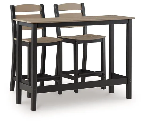Shoreline Beach Outdoor Counter Table And 2 Barstools 1