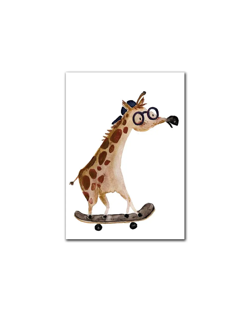 Postkarte "Giraffe Auf Skateboard" 1