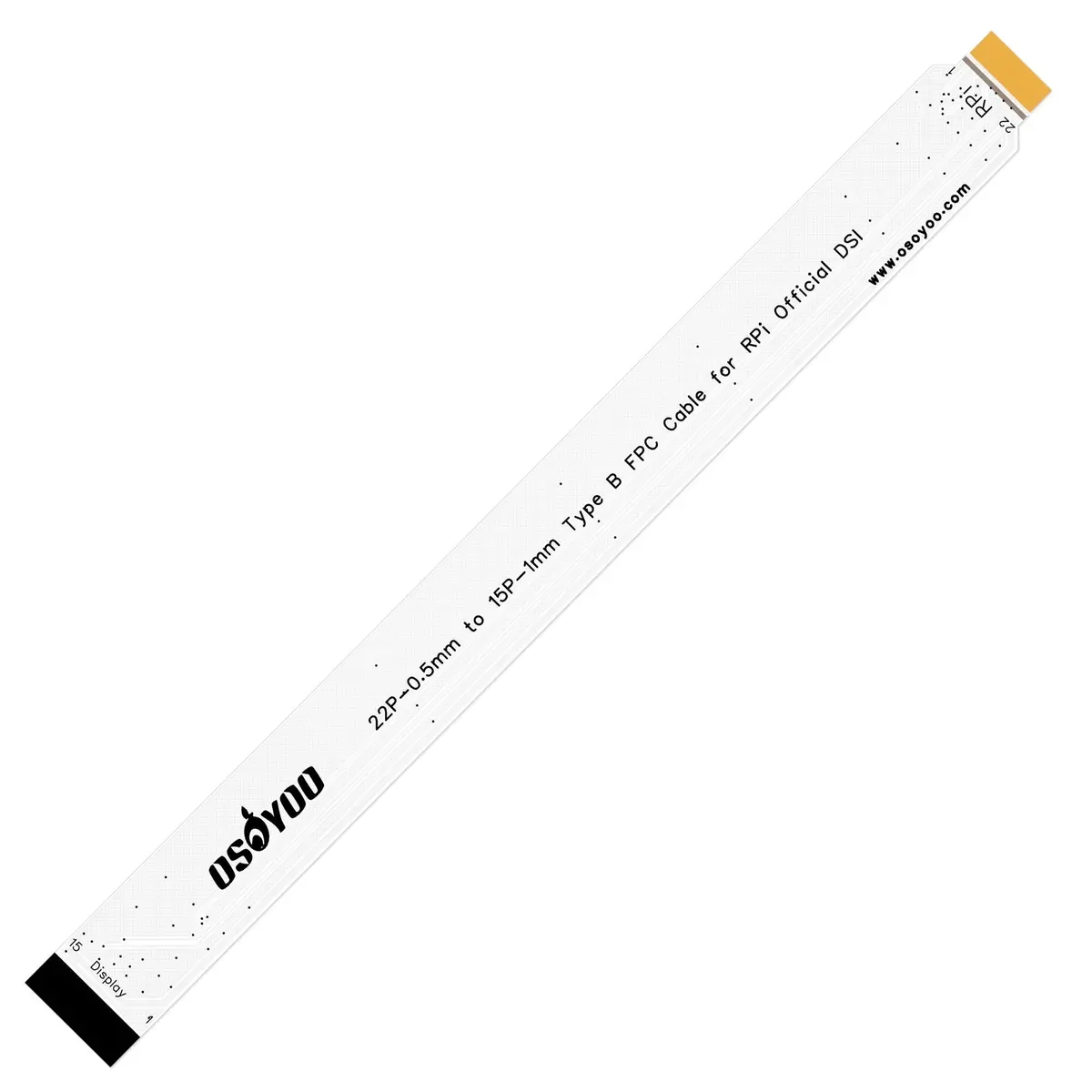 Osoyoo 15 Pin 1.0Mm Pitch To 22 Pin 0.5Mm Pitch Type B Cover Film High Precision Anti-Interference Flex Fpc Cable For Raspberry Pi Official 7Inch Dsi / Osoyoo 7"/3.5" Ips Dsi Screen To Raspberry Pi 5 1