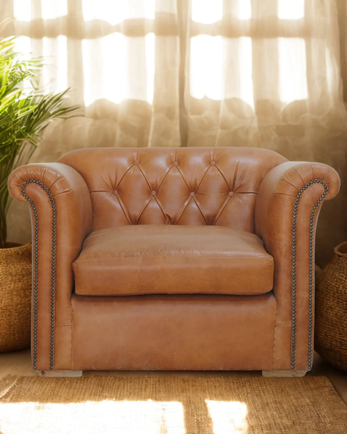 Arbor Leather Wing Back Arm Chair 1