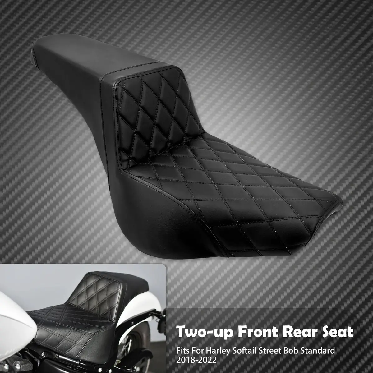 Motorcycle Black Driver &Amp; Passenger Two-Up Seat For Harley Softail Street Bob Fxbb Heritage Classic Slim 2018 19 2020 2021 2022 2
