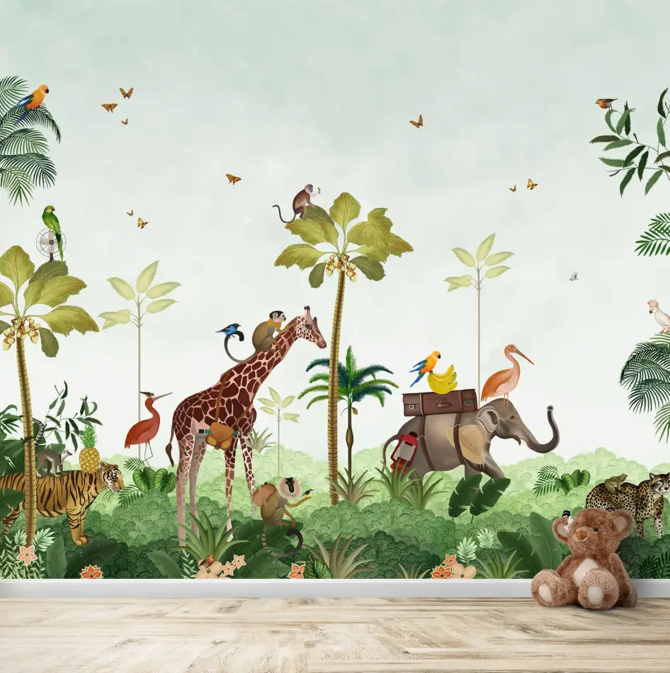Cute Animal Safari Wallpaper For Kids 1