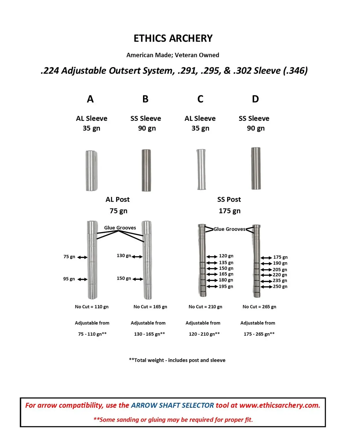 Adjustable Outsert System, .224, .302 Sleeve (.346) 2