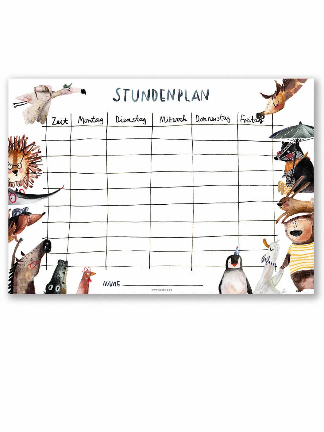 Stundenplan Tiere Din A4 1