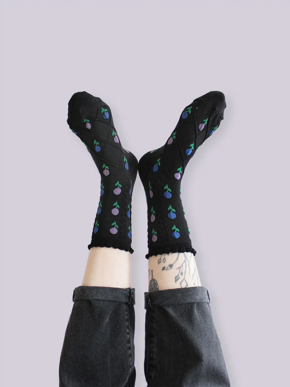 Socken "Tulpen" | Schwarz 1