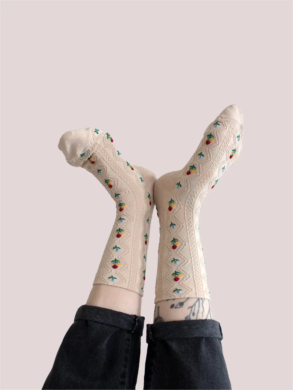 Socken "Blumenwiese" | Creme 1