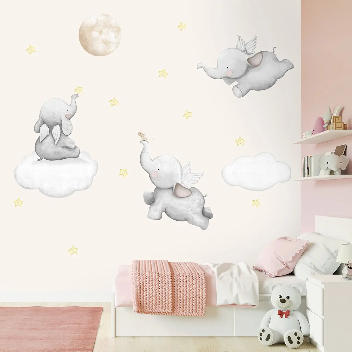 Dreamy Elephant Design For Kids Room Nursery Wallpaper, Customised 1