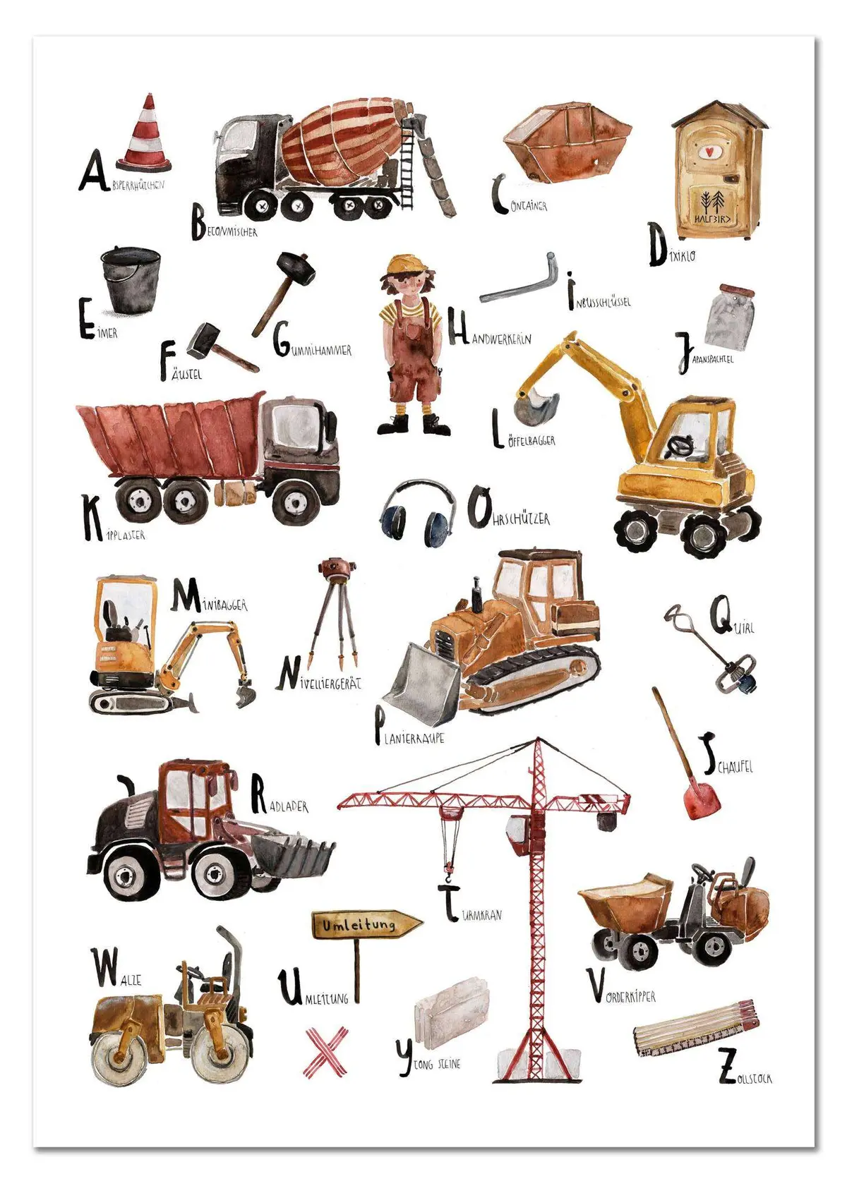 Poster Baustelle | Abc Baustellenposter | Din A3 Oder Din A2 1